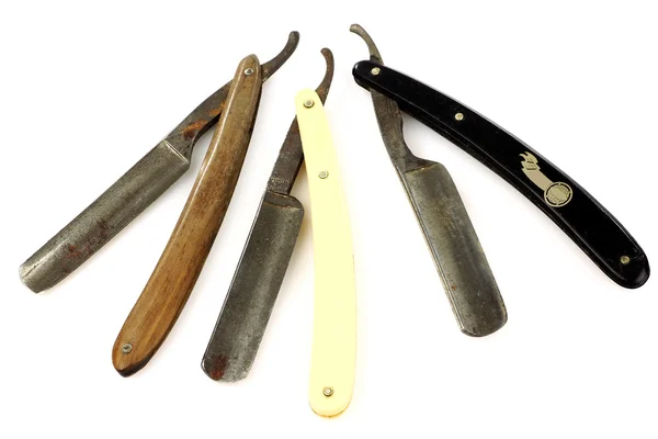 Drei alte und verschlissene Rasiermesser — Stockfoto