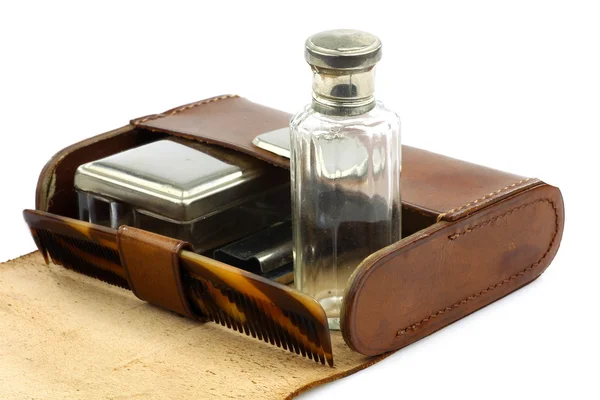 Kit de afeitado de cuero viejo — Foto de Stock