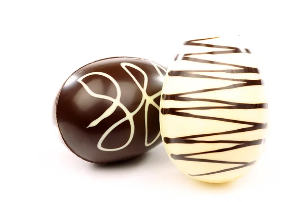 White and brown decorated chocolate easter eggs — Stock Photo, Image