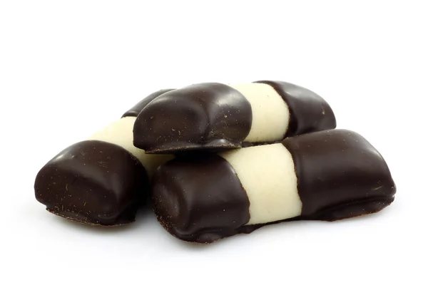 Drie zoete marsepein chocolade rollen — Stockfoto