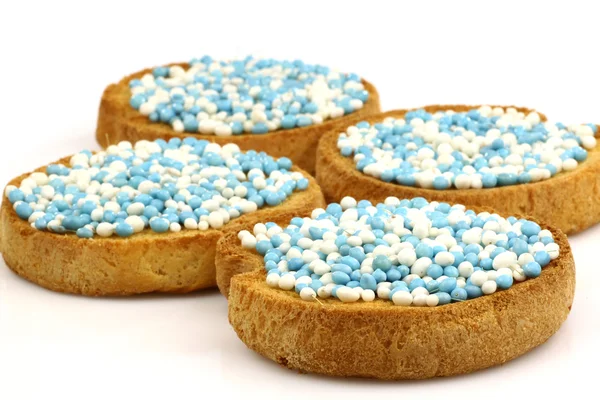 stock image Rusks with white and blue anise seed sprinkles