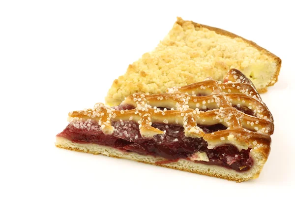 Slices of rice and cream and cherry pie (vlaai) — Stock Photo, Image