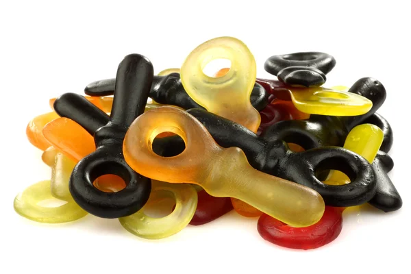 Mieszane kolorowe galaretki smaczne słodycze i czarny słodki lukrecji — Zdjęcie stockowe