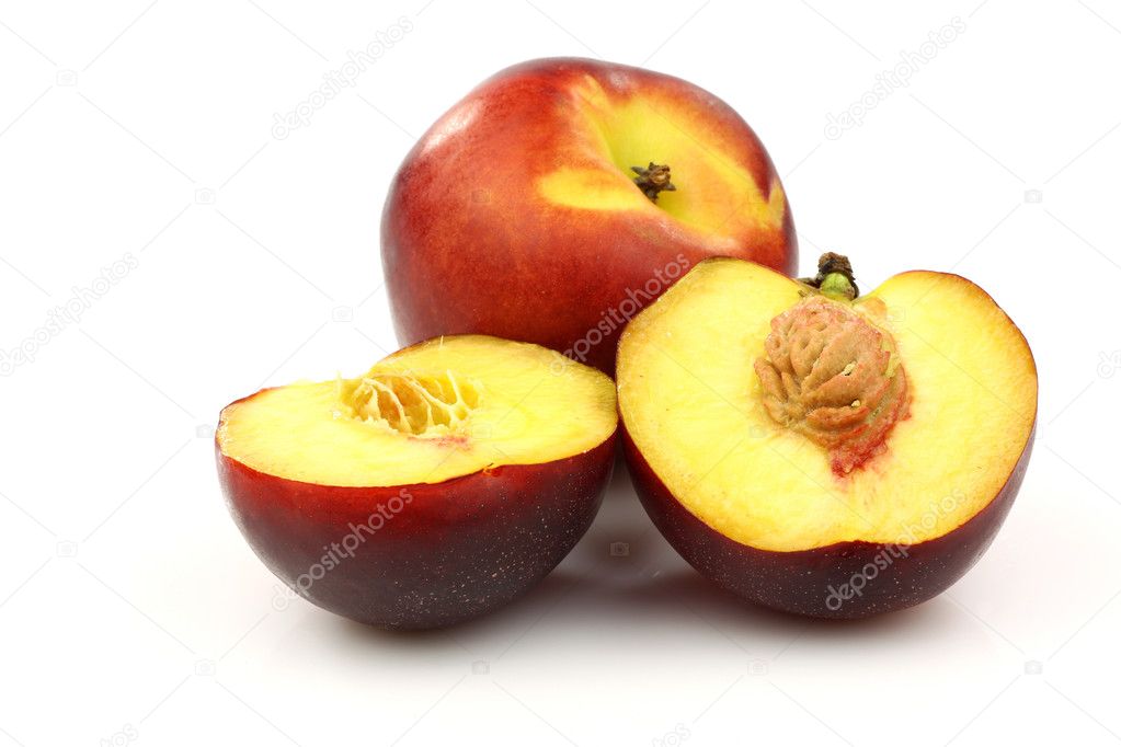 One whole and two nectarine halves