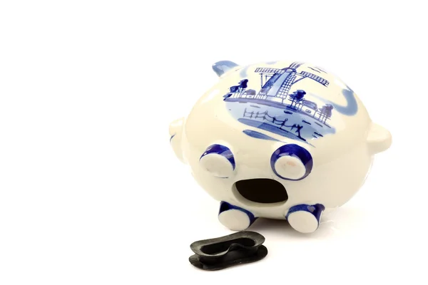 Cerâmica vazia Delft Blue Piggy Bank — Fotografia de Stock