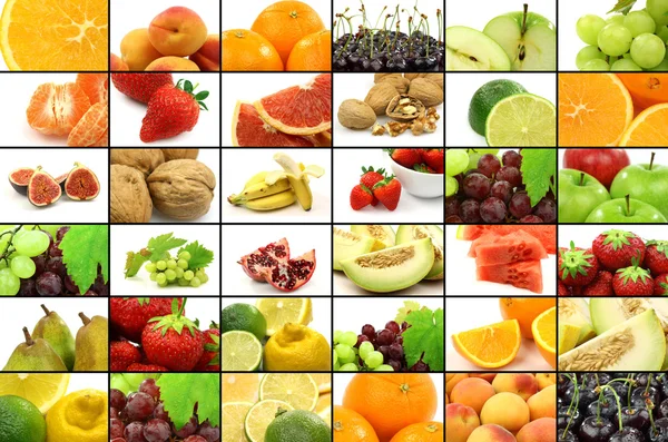 Kolaż kolorowy bukiet owoców — Zdjęcie stockowe