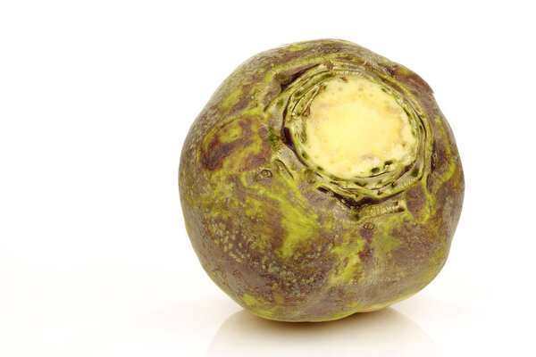 One fresh turnip(Brassica rapa rapa)