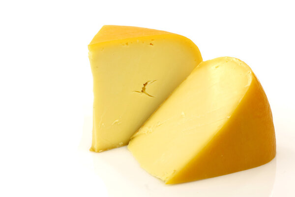 Traditional Gouda cheese pieces