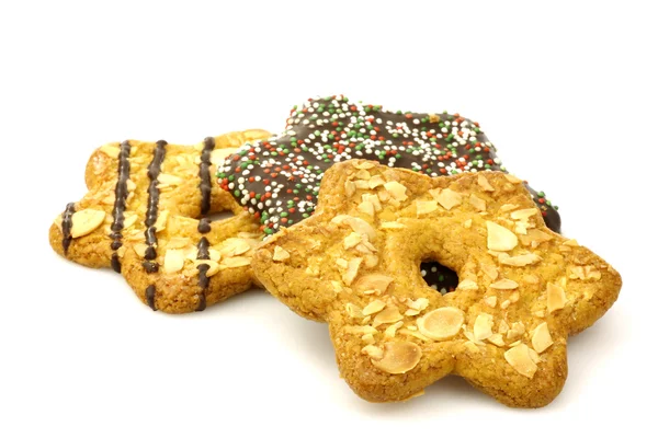Blandade färgglada jul mandel chip cookies med choklad och strössel — Stockfoto