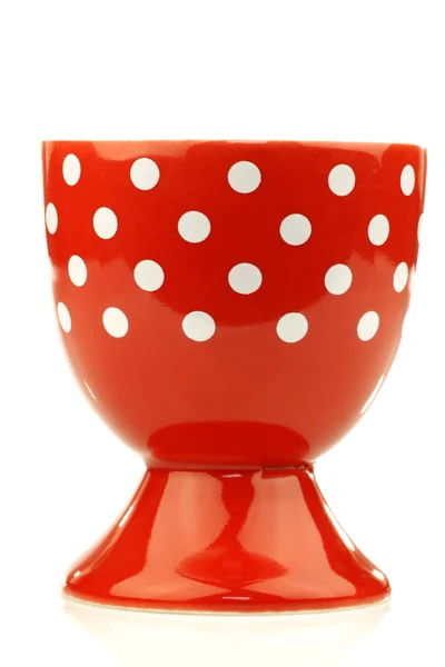 Colorful and decorated red and white egg cup — Stock Photo, Image