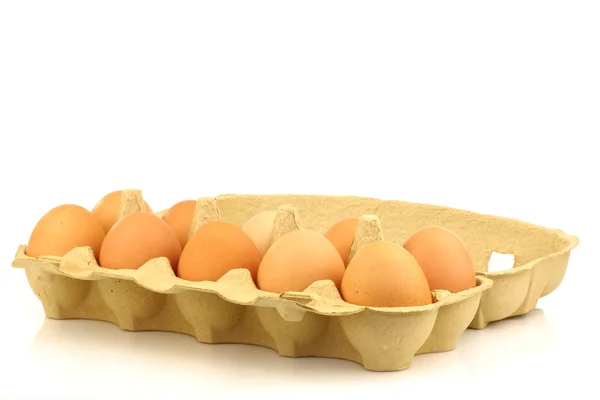 Opened cardboard box with eggs — Stock Photo, Image