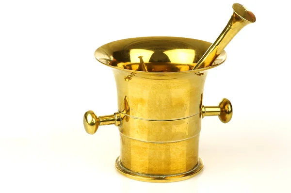 Antique brass mortar and pestle — Stock Photo, Image