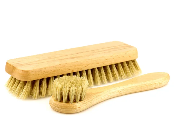 Wooden shoe polishing brushes — Stock Photo, Image