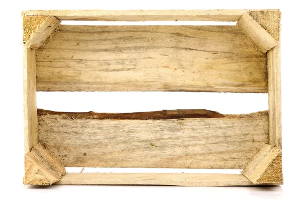 Пустой деревянный ящик, стоящий на его стороне — стоковое фото