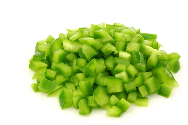 Mazzo di pezzi tagliati di paprica verde — Foto Stock