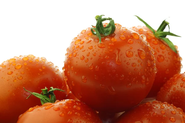 Su damlacıkları ile taze kırmızı domates — Stok fotoğraf