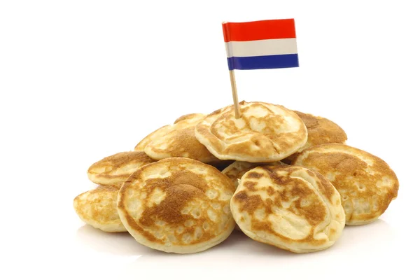 stock image Freshly baked traditional Dutch mini pancakes called 