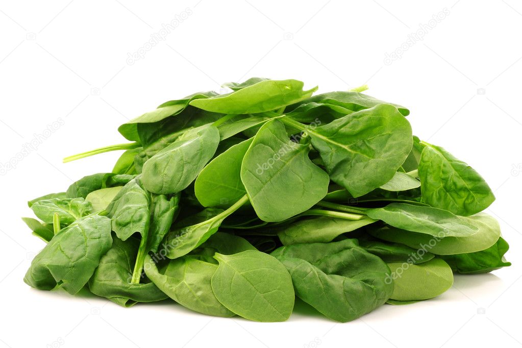 Bunch of fresh spinach leaves