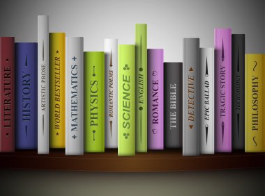 Books on shelf clipart