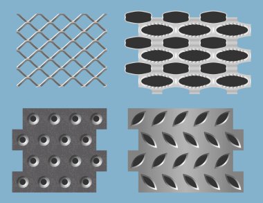 Seamless perforated metal patterns clipart