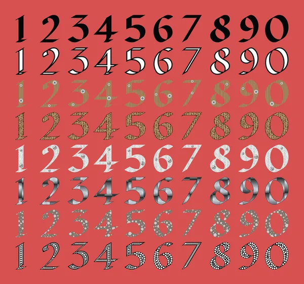 Kalligrafikus szám beállítása más kitöltések — Stock Vector