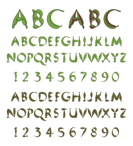 Alfabeto verde delle foglie — Vettoriale Stock