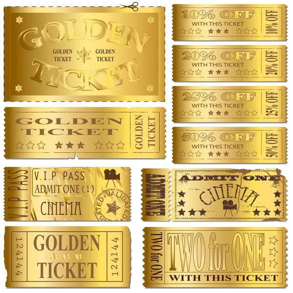 Gold Tickets — Stock Vector
