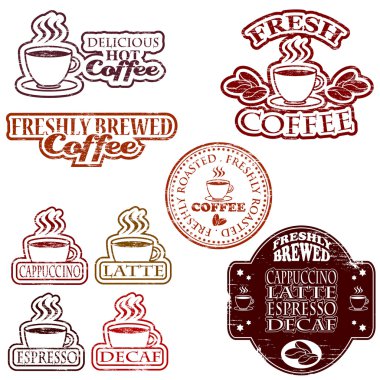 Coffee rubber stamps clipart
