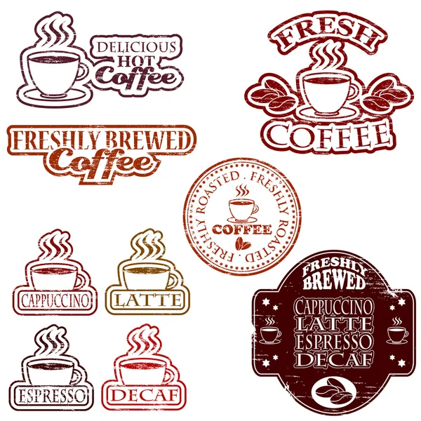 Selos de borracha de café —  Vetores de Stock
