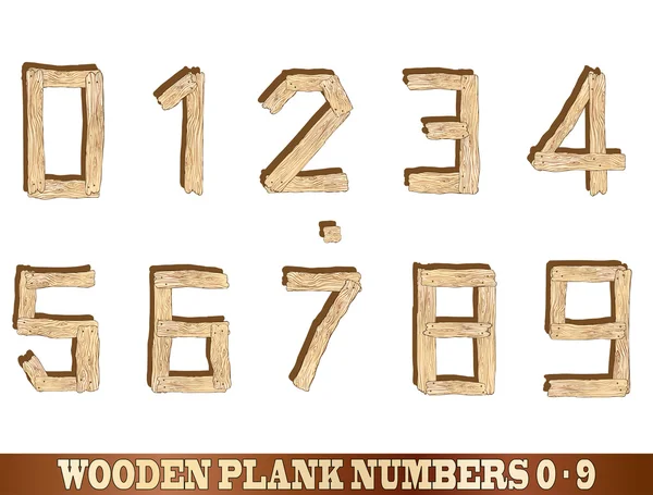 Houten plank nummers — Stockvector