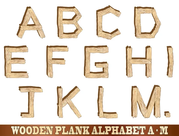 Ahşap tahta alfabe bir m — Stok Vektör