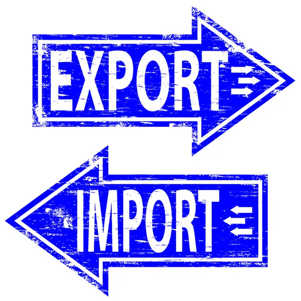 Importálás, exportálás gumi bélyegzők — Stock Vector