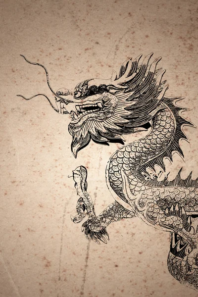 Çin stili ejderha çizim — Stok fotoğraf