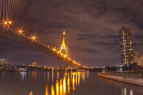 stock image Architecture of Mega Bhumibol Industrial Ring Bridge at dusk in