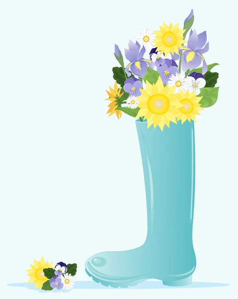 Wellington csomagtartó-val virágok — Stock Vector