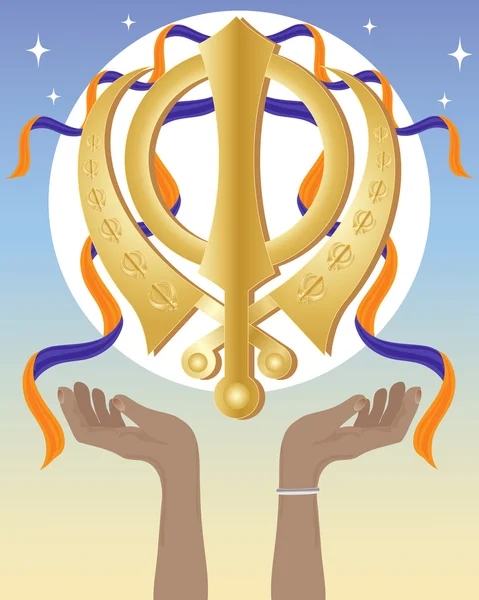 Hands with sikh symbol — Stock Vector