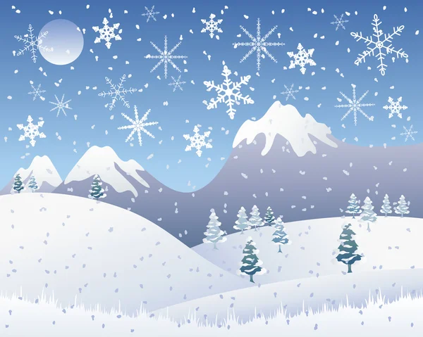 クリスマスの雪のシーン — ストックベクタ