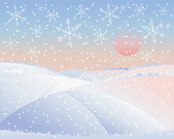 Paysage hivernal avec route — Image vectorielle