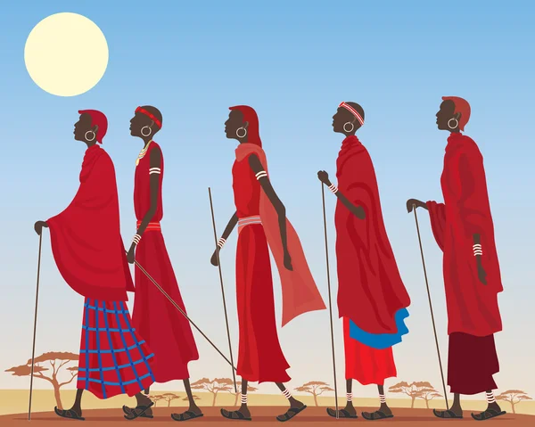 Masai-Gruppe — Stockvektor
