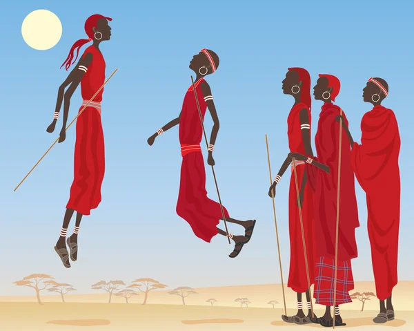 Masai dançando —  Vetores de Stock