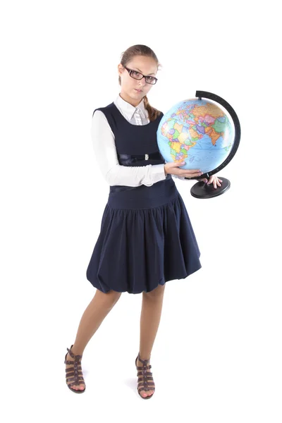Mädchen mit Globus — Stockfoto
