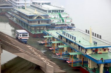 Boats on the Yangtze River clipart
