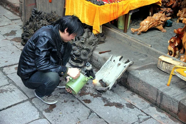 中国の木製の職人 — ストック写真