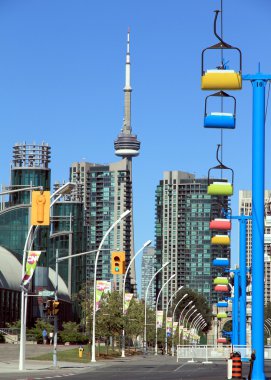 A view of the chairlift line installed for the annual Exhibition in Toronto clipart