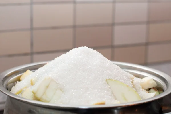 stock image Preparing for cooking fresh homemade apple jam