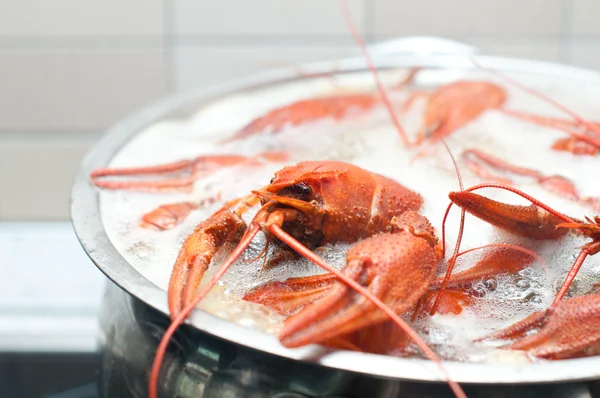 stock image Crawfish boiling in a large pot