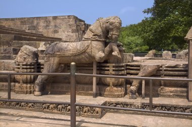 Stone horse chariot of the Sun Temple clipart