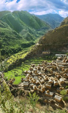 Traditional village in the Himalayas clipart