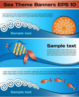 Set of sea theme banners clipart