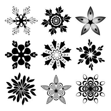 Set of decorative flowers clipart